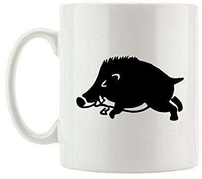Pixxprint J.Roxx Wildschwein Tasse, ca. 300ml Fassungsvermögen, Keramik Weiß, Spülmaschinenfest