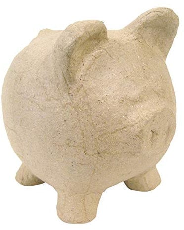 Decopatch AC764C Spardose Schwein aus Pappmaché, 12 x 12 x 12 cm, zum Verzieren, perfekt für Ihre Wohndeko, kartonbraun