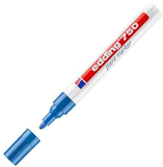edding 750 Lackmarker - blau - 10 Stifte - Rundspitze 2-4 mm - Lackstift zur Markierung und Beschriftung von Metall, Glas, Stein oder Kunststoff - hitzebeständig, permanent, wischfest