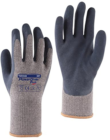 Towa PowerGrab plus grau/blau mit MicroFinish® Latexbeschichtung Größe 8, 1 Paar