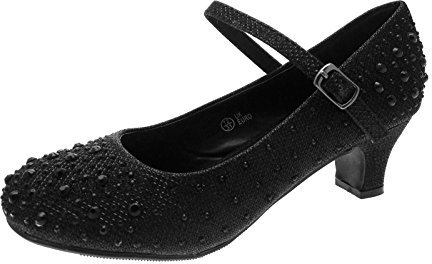 Lora Dora Girls Mary Jane Glitter Party Shoes, Black, 9 UK Child