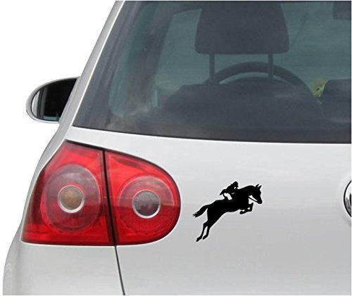 INDIGOS UG Aufkleber - Autoaufkleber - JDM - Die Cut - Pferd Jumping Decal Auto Laptop Window Vinyl - Folie Sticker - schwarz - 111mmx88mm