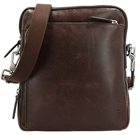 Picard Herren Schultertasche BUDDY aus Wasserbüffelleder Klein | mit Reißverschluss | Schultertasche | Alltag