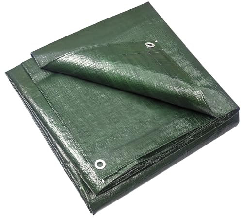 jarolift Bâche De Couverture De Piscine, Bâche Tissée en Polyéthylène 90 g/m², Imperméable À l'eau Résistant À La Moisissure Indéchirable, 8 x 10 m, Vert