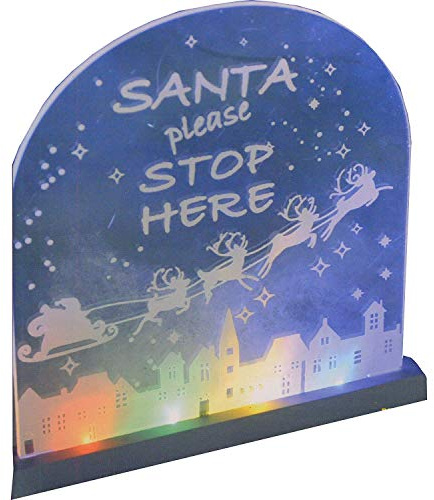 Kingfisher Bosss Santa Stop Here Sign Decorazione Natalizia LED, Trasparente