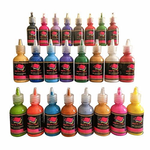 Crafts 4 ALL Fabric Paint Set - Set of 24 Permanent, Assorted 3D Paints for Decorating Clothes, Shoes, Canvas, Wood, Ceramic and Glass - Art Supplies & Gifts for Kids and Adults
