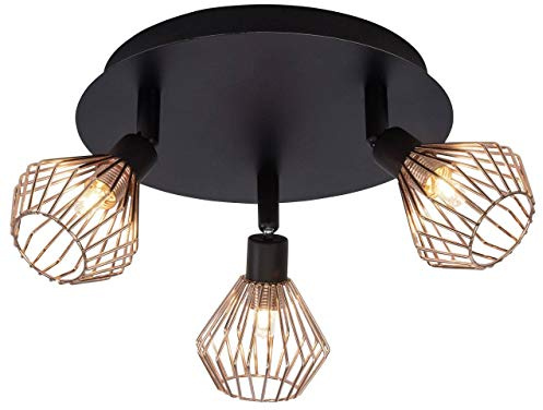 Brilliant Lampe Dalma Spotrondell 3flg schwarz/kupfer | 3x QT14, G9, 33W, geeignet für Stiftsockellampen (nicht enthalten) | Köpfe schwenkbar