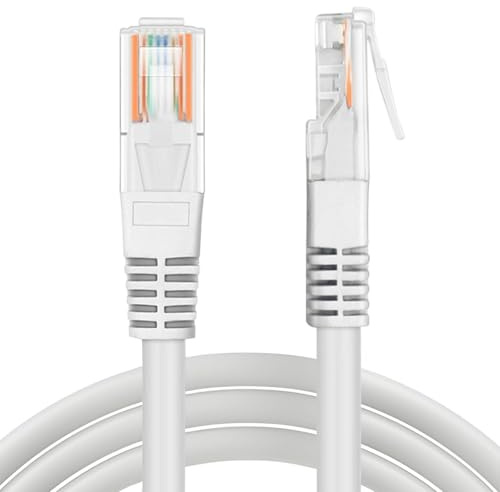 TNP 15m LAN Kabel, CAT5e Netzwerkkabel, flexibles Ethernet Kabel, professionelle vergoldete RJ45 snagless Patch Kabel für Computer, Internetkabel für PC, WLAN-Router, Netzwerk Mediaplayer, Weiß