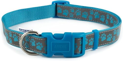 Fashion Nylon Adjustable Collar Blue Paw 30-50cm Sz2-5