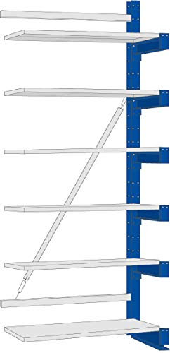 KARL-Kragarmregal Stahlfachboden Anbaufeld HxB 2500x1000x800 mm einseitig