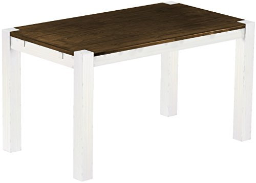 Esstisch Rio Kanto 140x80 cm Eiche Weiss Pinie Massivholz Größe und Farbe wählbar Esszimmertisch Küchentisch Holztisch Echtholz vorgerichtet für Ansteckplatten Tisch ausziehbar Brasilmöbel