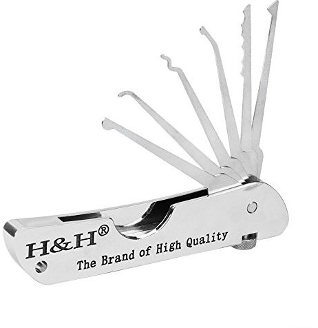 CONBEE H&H Lock Folding Single Hook Picks Portable Padlock Training Tool Set Jackknife Locksmith Repairing Tools