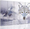 Feeby Frames, Leinwandbild, Bilder, Wand Bild - 5 Teile - Wandbilder, Kunstdruck XXL, Typ C, 120x250 cm, WOLFS, MODERN, DOPPELTE BELICHTUNG, WALD, WEIß, GRAU