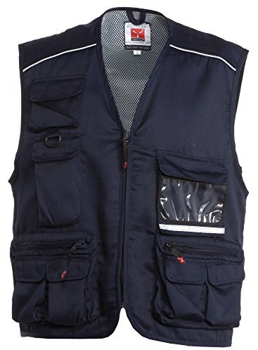 Giacca Da Lavoro Smanicato Gilet Estivo Con Composizione Multitasche Pocket, Colore: Navy, Taglia: L