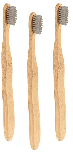 newgen medicals Hand-Zahnbürste: Antibakterielle Bambus-Handzahnbürste, medium, 3er-Set (Zahnbürste mit Bambusgriff, Biologische, Kinder)