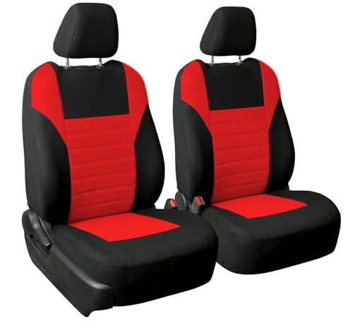 FH GROUP Car Seat Cover Premium 3D Air Mesh Front Pair Set Car Seat Covers Airbag Compatible, Red and Black Automotive Seat Cover with Gift Universal Fit Interior Accessories for Cars Trucks and SUVs