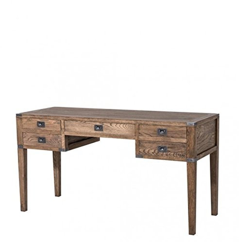 Casa Padrino Massivholz Sekretär Eiche/Eisen 143,5 cm - Luxus Hotel Möbel