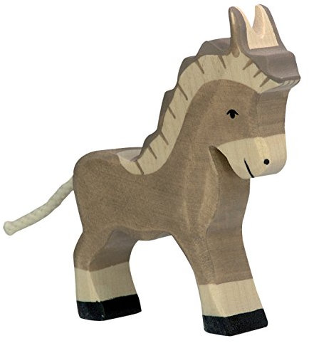 cama24com Esel klein Bauernhof Holzfigur Holzspielzeug von Holztiger mit Palandi® Sticker