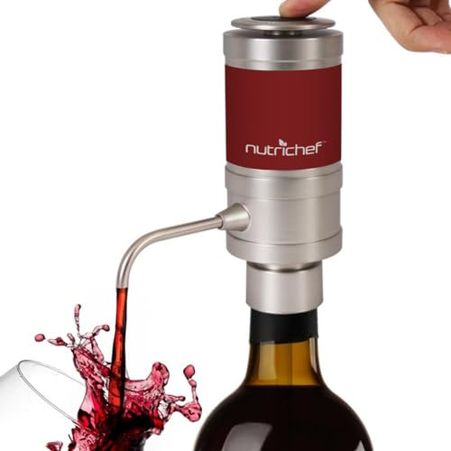 Distributeur Aérateur de Vin avec Pompe Électrique – Robinet de Bouteille Portable et Automatique – Diffuseur et décanteur à air pour vin Rouge et Noir avec Bec verseur (Rose)
