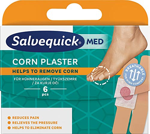 Cederroth Salvequick Foot Care Corn Plaster Helps to Remove Corn Reduces Pain and Relieves Pressure, 6 Pieces