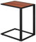 HOMCOM C-Shaped Side Table, Sofa End Table with Metal Frame, Accent Couch Table for Living room, Bedroom, Walnut and Black
