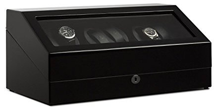 KLARSTEIN Old Marshall - Avvolgitore, Watches Winder, Vetrina, Custodia Orologi, 3 Stand Rotanti 2 Movimenti, Batteria Ricaricabile Integrata, Cuscino Velluto, Capacità: 13 Orologi, Nero