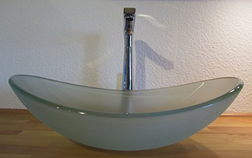 Nero Aufsatz Glas Waschbecken satiniert oval Bad WC Waschschale