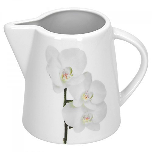 Van Well Vanda weiße Orchidee Milchkännchen, 230 ml, Gießer, Sahne-Kännchen, Kaffeezubehör, Blumendekor, edles Marken-Porzellan