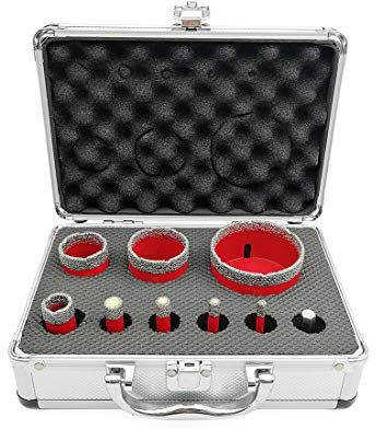 SHDIATOOL Diamond Drill Core Bits Kit with Box 6/8/10/12/20/35/45/68mm and an Adapter for Tile Porcelain Granite Marble-Set of 9
