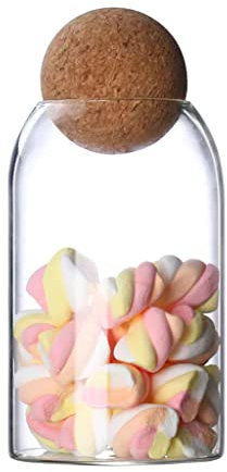 INCETUE 25oz/750ml Clear Glass Storage Canister with Ball Cork Lid - Airtight Food Container for Coffee, Sugar, Spices, Tea, Biscuits, Pantry & Kitchen Countertop