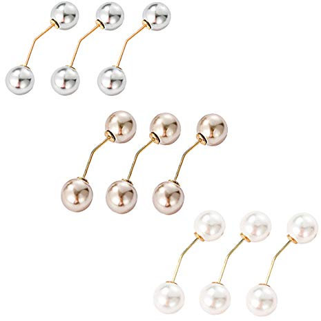CAREOR 9 PCS Fashion Pearl Brosche Sicherheitsnadeln Tops Dekoration für Frauen Mädchen Home (B)