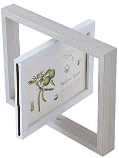 Xshelley Retro-Wohnaccessoires Geschenke, horizontales Display, doppelseitiges Glas, drehbarer Bilderrahmen, kreatives Fotostudio/Album (5x7 Zoll hellgrau).