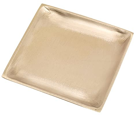 NKlaus Kerzen Teller aus massivem Messing, goldfarben, 8x8cm, 1 Stück | Breite: 8cm; Länge: 8cm; 8x8 cm; 0,5cm