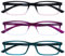 OPULIZE See - Lunettes de Lecture Anti-Lumière Bleue Pack de 3 Montures Étroites Charnières à Ressort Améliore le Sommeil Jeux Ordinateur Rose Violet Turquoise Hommes Femmes BBB9-45Q +1.00