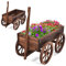 RELAX4LIFE Brouette à Fleur en Bois, jardinière en Sapin à Roues Artistique, jardinière de Jardin décoratif de Fleurs et de Plantes avec Longue poignée réglable, Multifonctionnel, 120x43x53,5cm
