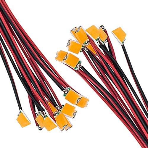 DiCUNO 20 Stk. vorverdrahtet SMD Mikro LED Dioden, 0805 gelötete Mini LED Leuchtdiode 20mA mit 16CM Mikrolitzenleitungen für DIY, Modellbau, Modelllayout, Dekor, Farbe: Rosa