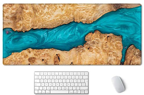 SSOIU Großes Mauspad, voller Schreibtisch, XXL, erweitertes Gaming-Mauspad, 90.2x39.9 cm, rutschfestes Laptop-Computer-Tastatur-Mauspad für Büro und Zuhause, versteinertes Holz