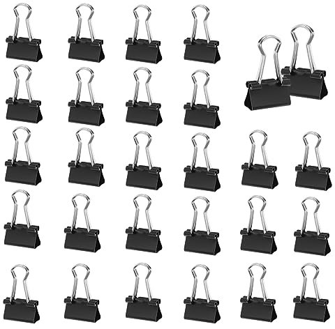 120 Stück Foldback Klammern, 15mm Foldbackklammer Klein Mini Papierklammern Binder Clips Büroklammern Metall Binder Clips Vielzweckklammern für Briefpapier Papier, Bürobedarf, Schwarz