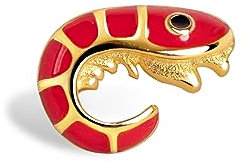 SINGULARU - Einzelner Ohrring Prawn Enamel. Messing mit 18 kt Goldbeschichtung und Emaille. Schmuck für Damen.