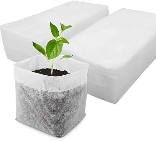 100 Pcs Nursery Growing Bags - Fabric Seedling Pots Plants Pouch,Biodegradable Seedling Grow Bag for Grow, Flower, Tree, Vegetable,Garden Seed Starters Pouch (Small)