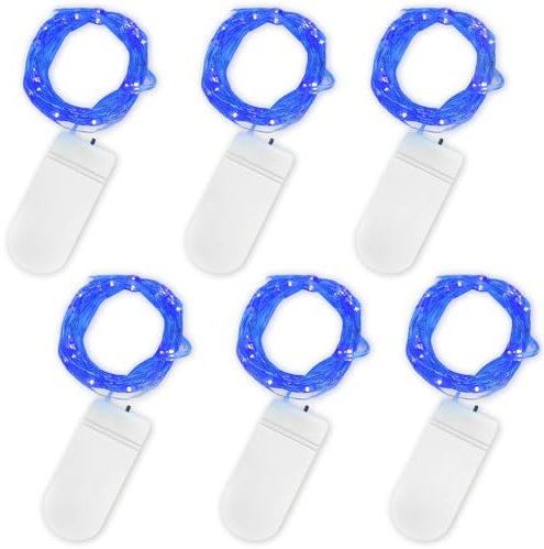 Jsdoin LED Mini Lichterkette mit Batterie, 6x20er Micro Lichterkette außen Batterie, 2M DIY kleine Lichterketten Wasserdicht für Party Hochzeit Weihnachten Beleuchtung Deko (Blau)