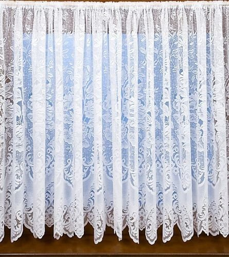 home-expression White thick traditional heavy lace net curtain vintage rose damask flowers floral leaves scroll 72 inch 182cm drop sold by the metre