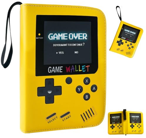 HOUO Sammelalbum kompatibel mit Pokemon Karten, 400 Taschen Sammelkarten Album binder,kinder Tauschkarten Sammelmappe Ordner binder heft Jungen und Mädchen Geburtstag Weihnachten Geschenk (Gelb)