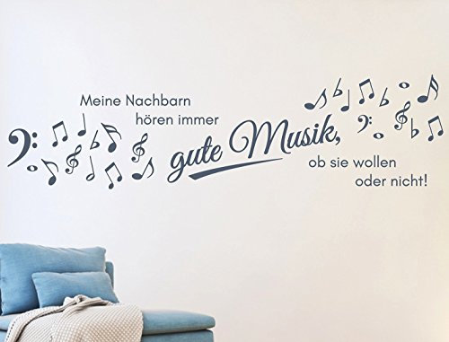 tjapalo® s-pkm164 100x26 Wandtattoo Wohnzimmer Musik Wandtattoo musik hört Spruch gute Musik Wandsticker noten modern