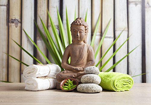 wandmotiv24 Fototapete Buddha und sauna, L 300 x 210 cm - 6 Teile, Wanddeko, Wandbild, Wandtapete, Wellnes, Spa, Entspannung M0962