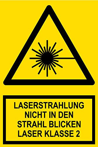 Warnschild Laserstrahlung Klasse 2 - Folie selbstklebend - 20x30 cm
