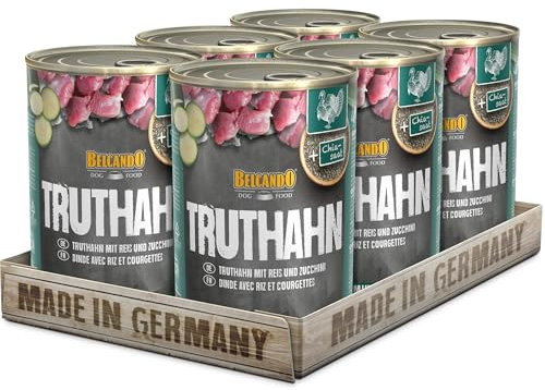 Belcando Super Premium Dose [6x400g Truthahn mit Reis & Zucchini] | Nassfutter für Hunde | Feuchtfutter Dose | Alleinfutter für Hunde Aller Rassen