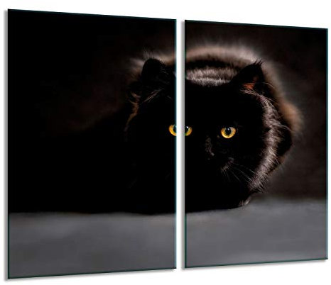 Herdabdeckplatten Ceranfeldabdeckung Spritzschutz Glas 2x30x52 Katze