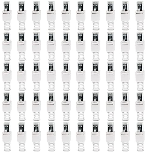 50 Stück Netzwerkstecker werkzeuglos CAT6A RJ45 LAN UTP Kabel Stecker ohne Werkzeug werkzeugfrei CAT6 CAT5 CAT7 Verlegekabel Patchkabel Netzwerkkabel Toolless Modular Plug Connector Crimpstecker