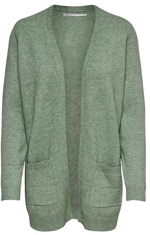 ONLY Damen Onllesly L/S Open Cardigan KNT Noos Strickjacke,Basil/Detail:w. Melange,M